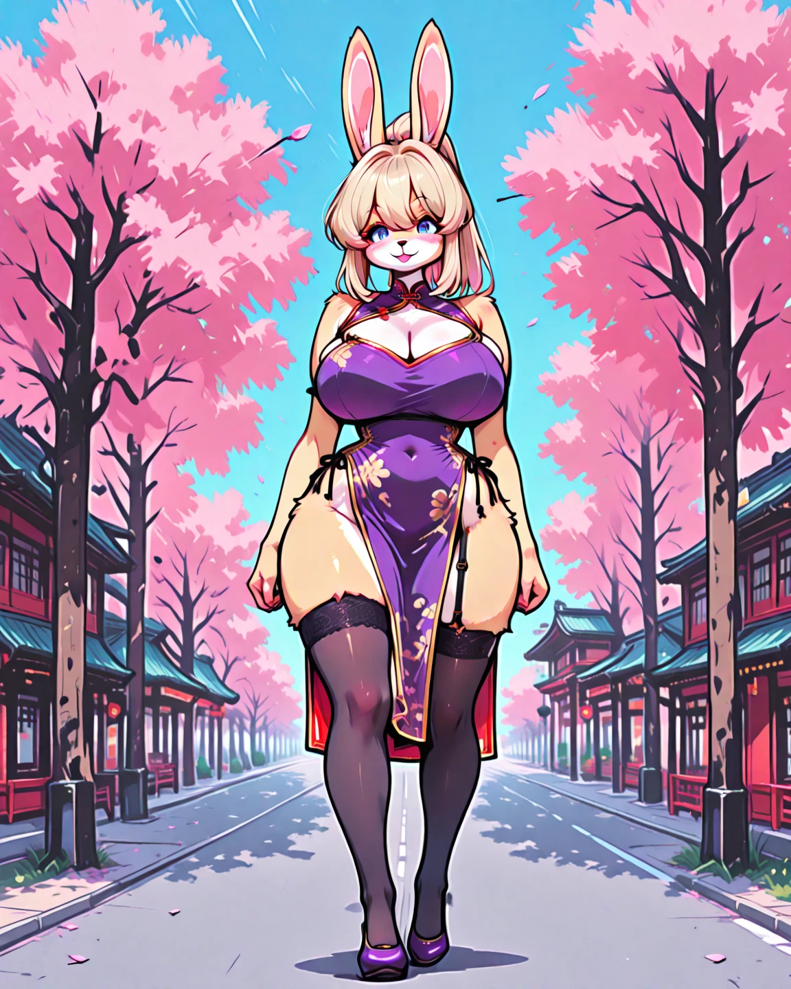good quality,highest quality,My Gawain,Fairy Knight Gawain \(destiny\),heterochromia,big breasts,muscular female,muscular,red eyes, blonde, walk,London, Medieval, smile, 1 girl, mature woman, , Happy, adult, now, obedient, mom, bunny suit, rabbit ears, Red clothes, fishnet, Fishnet tights, there is no dancing, there is no, stripper, club, club background
