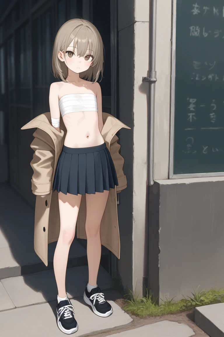((masterpiece)),(((bestquality))),((ultra-detailed)),1girl, solo, (A GIRL), (((short hair))), (Vtuber), ((oozara subaru)), barefoot, (((naked))), standing, smile, (brown hair), brown eyes, dutch angle, closed mouth, looking away, outdoors, beautiful beauty, ((NSFW))