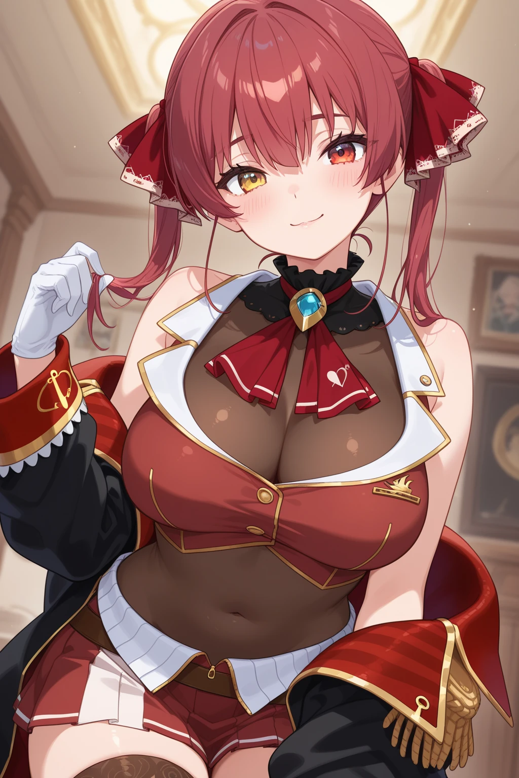 cow girl, redhead, smiling, bunnysuit, bunny ears, smiling, red suit,