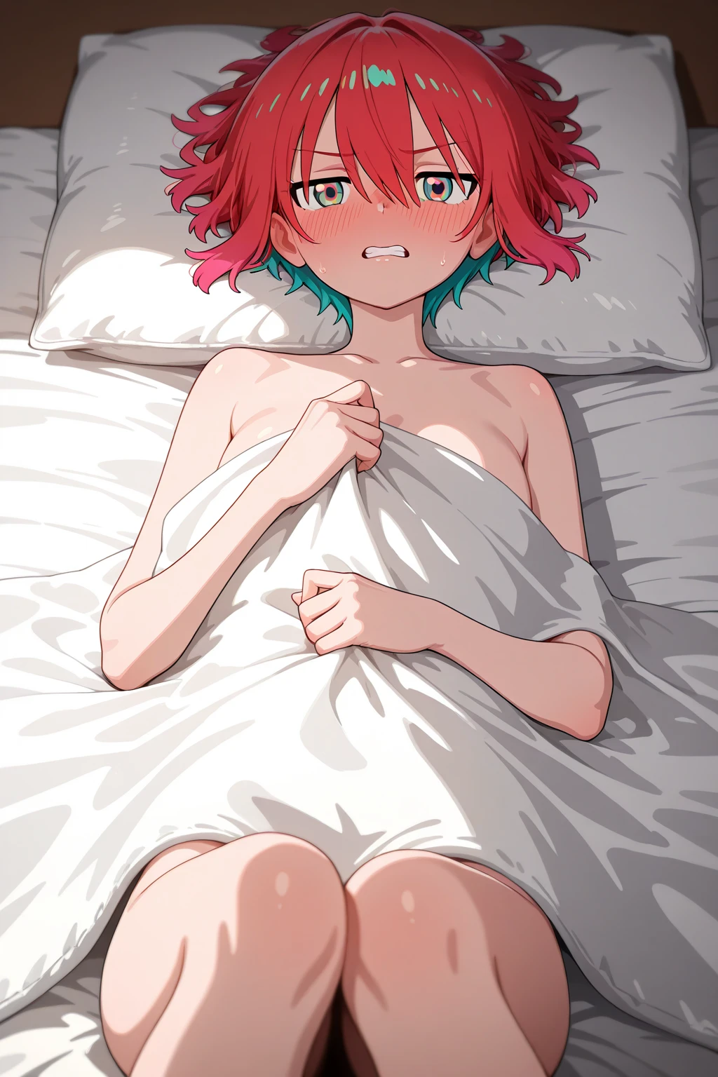 { masterpiece : best quality : high resolution : unity 8k wallpaper : illustration : beautiful detailed eyes : extremely detailed face : perfect lighting : extremely detailed CG : perfect hands : perfect anatomy }  { in a creepy dark bedroom : messy : dark environment }  { Haruno_Sakura : perfectly_small_shape_breast :  : pink_hair : forehead : lolicon : perfectly fit body : naked : expressionless : blank Expression : blank dead eyes : motionless } { lying_down : on the bed : dead } { rape : intense sex : missionary sex }
