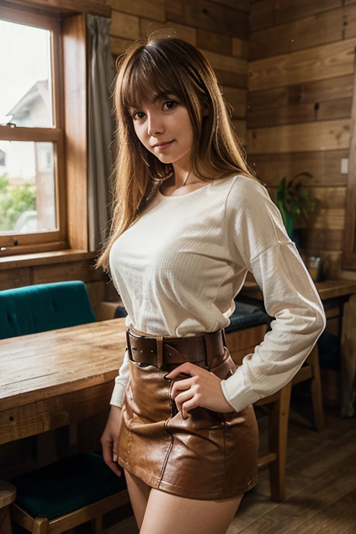 (Full body photo), french braid, forehead, teen, youthful, teenager, flirty smile, detailed eyes, blue eyes, no_makeup, eyelashes, freckles, perky breasts, cleavage, black hair, super long hair, wavy hair, looking at viewer, natural lighting, natural features, centerfold, fake lips, huge lips, lip fillers, (casual clothes), realism, girl, russian, ((pale))
