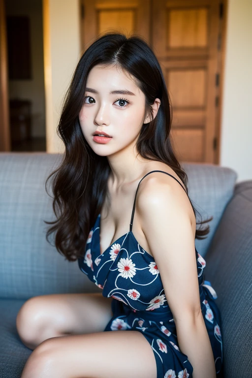 Best Quality Detail:1.2,  realisitic, 8K UHD, hight resolution, 1girl in:1.2, The ultra-detailliert, High quality textures, intricate detailes, detaileds, Very detailed CG, High quality shadows, Detail Beautiful delicate face, Detail Beautiful delicate eyes, depth of fields, Ray traching, masterpiece, best quality,ulzzang -6500-v1.1:0.6, pureerosface_v1,  Pretty Kpop Girl, Korean Urzan Face:1.1, milf, 28 year old woman,long hair,shiny_skin,thin_waist,huge breasts, polka_dots_midi_dress,socks,converse, night, 4K 8K UHD Full Color RAW Photos, Fuji Film(Medium format:1.2), Hasselblad:1.2, Carl zeiss:1.1, Incredible dynamic range photography(UTIL_Art by Smoose-768:1.1), hight resolution, High pixel count, clear details, crisp image, Natural color reproduction, Noise Reduction, High fidelity, qulity, Software Improvements, Upscaling, Optimized algorithms, Pro-level retouching,crowd:1.1,depth of field,looking at viewer,sitting on bed at the mystical royal palace,random pose, mystical royal palace background,