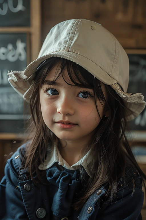 masterpiece,best quality,ultra-detailed,1girl,Cute baby,depth of field,stuffed toy,on the bed,curtains,hat,animal ears,