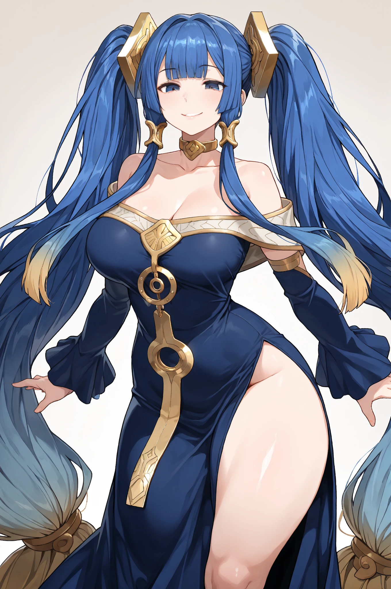 My hero academia, woman with long cyan hair and cyan eyes, a full figure, nsfw