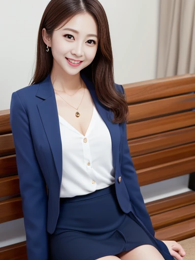 Beautiful Japanese Woman、Beautiful mature woman、Classy sex appeal、sexy、cotton tight skirt、blazer、Transparent beauty、8K high resolution、Beautifully trimmed feet、sexyな胸元、Smiling Kindly、smile、Round face、Thigh、Thigh、(Being held by a man、The man's left hand is touching her leg、The man's right hand is touching her breast:1.2)、