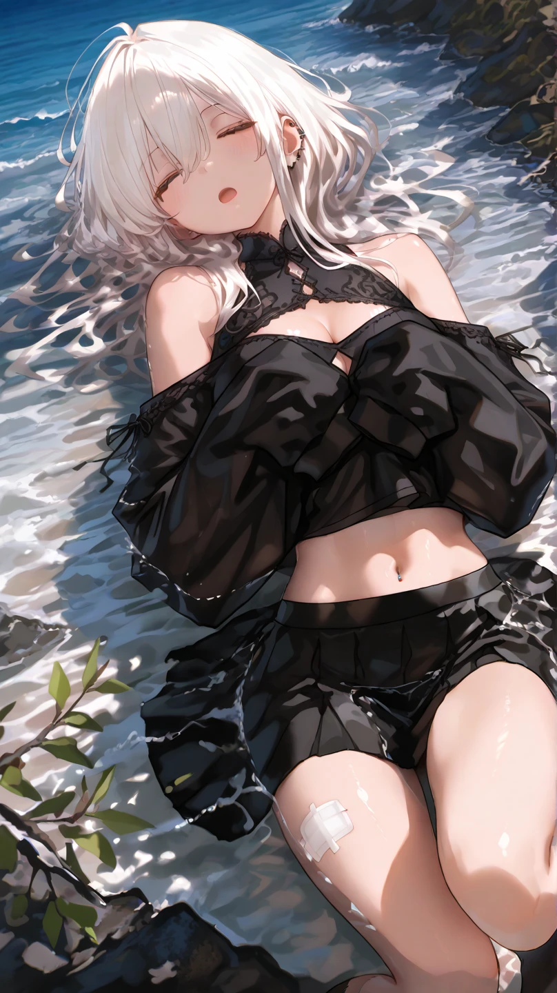 ((High quality)),masutepiece,(Detailed depiction of local details:1.2),2girl,Plump breasts,Enchanted Valley,Closed mouth,Eyelashes,nipple bigboobs,Portrait,White hair,black theme,Short hair,yorha no. 2 Type B,(((White hair and black hair)))、 Full body view、(((Midsummer beach)))((Woman in white swimsuit、Woman in black swimsuit)((Two people smiling))((Light skin and dark skin))(((Black Hair、Dark Skin、Woman in Black Dress)))((white thong))((black thong))((Enjoy swimming in the sea))(((Sexy Bikini)))((Splashing water on the beach、((Small breasts))