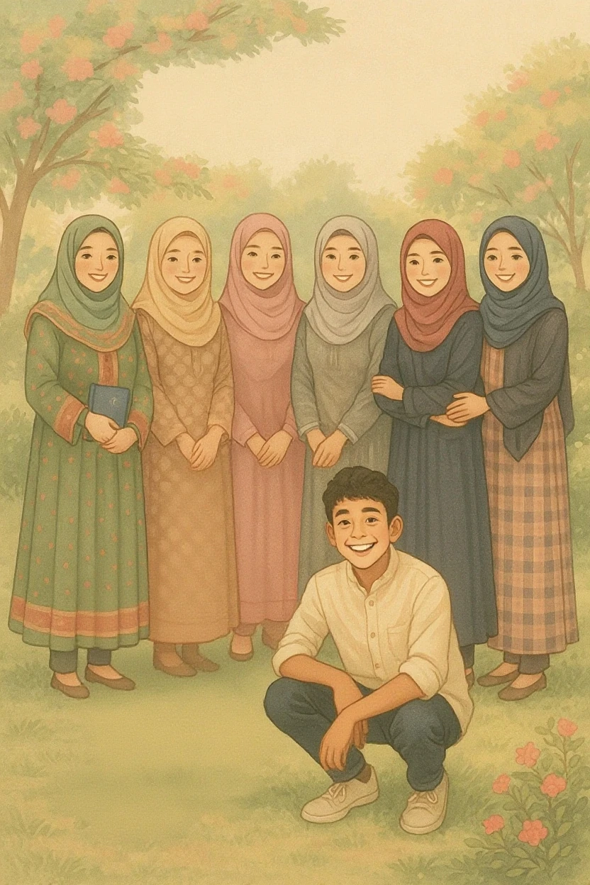 A happy muslim family with father, with daughter in the middle with hijab and graduation cap and mother