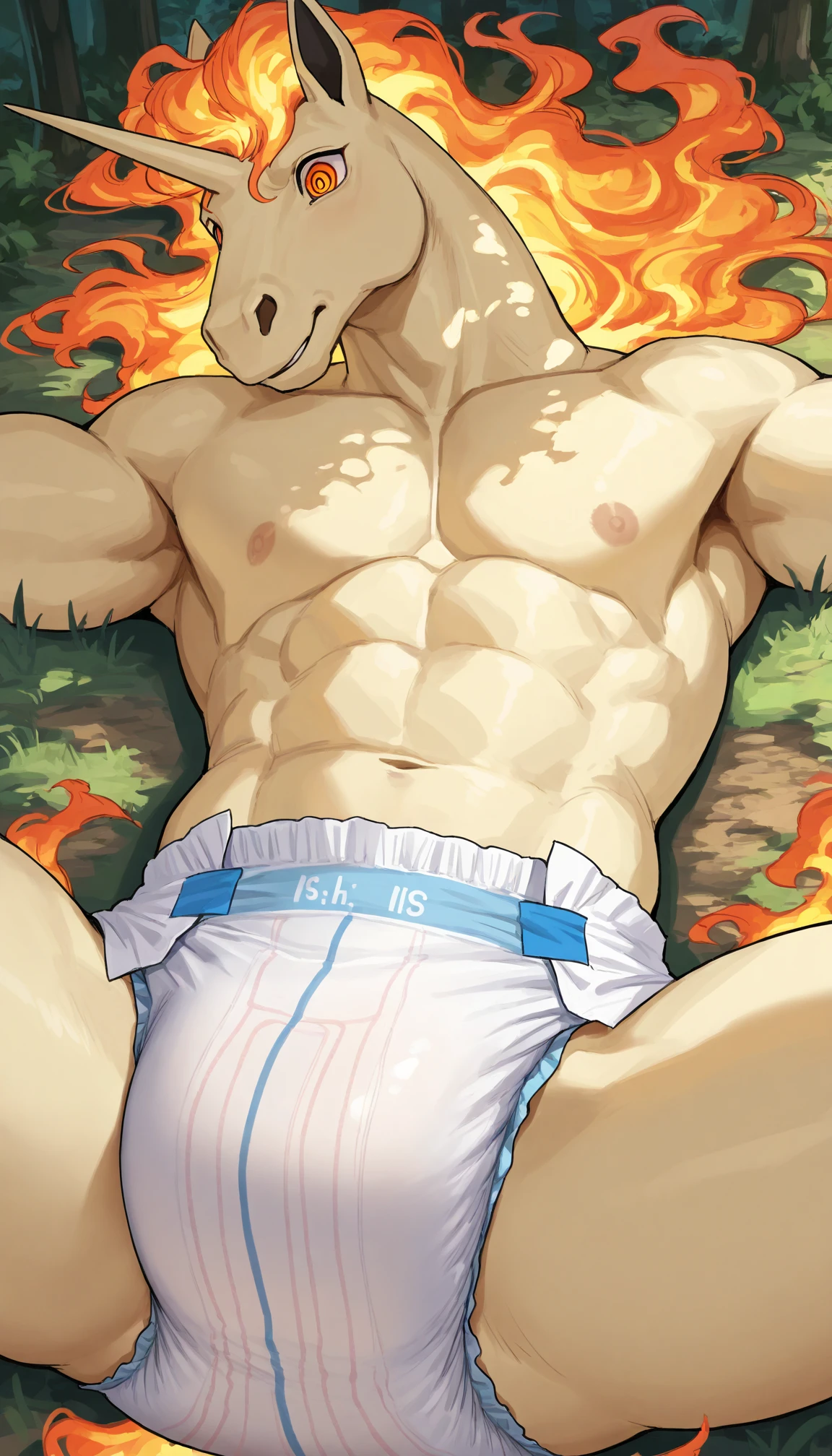 Bowser,male,,aldult,alone,4K,best quality,lie down,lying down,looking at the audience,no clothes,Upper body exposed,bared chest,chest hair,Orange chest hair,dinosaur tail,Pink nipples,chest muscles,Six-pack abs, biceps,anatomically correct,pride,soft shadow,Majestic detailed face,High quality eyes,red eyes,black pupils,Sharp eyes,Grandiose,Valiantary,Smile confidently,Strong,mature,thong,Big black belt,Blue sky and white clouds,The sun shines,seaside,sand beach,coastal, bulge, hard bulge