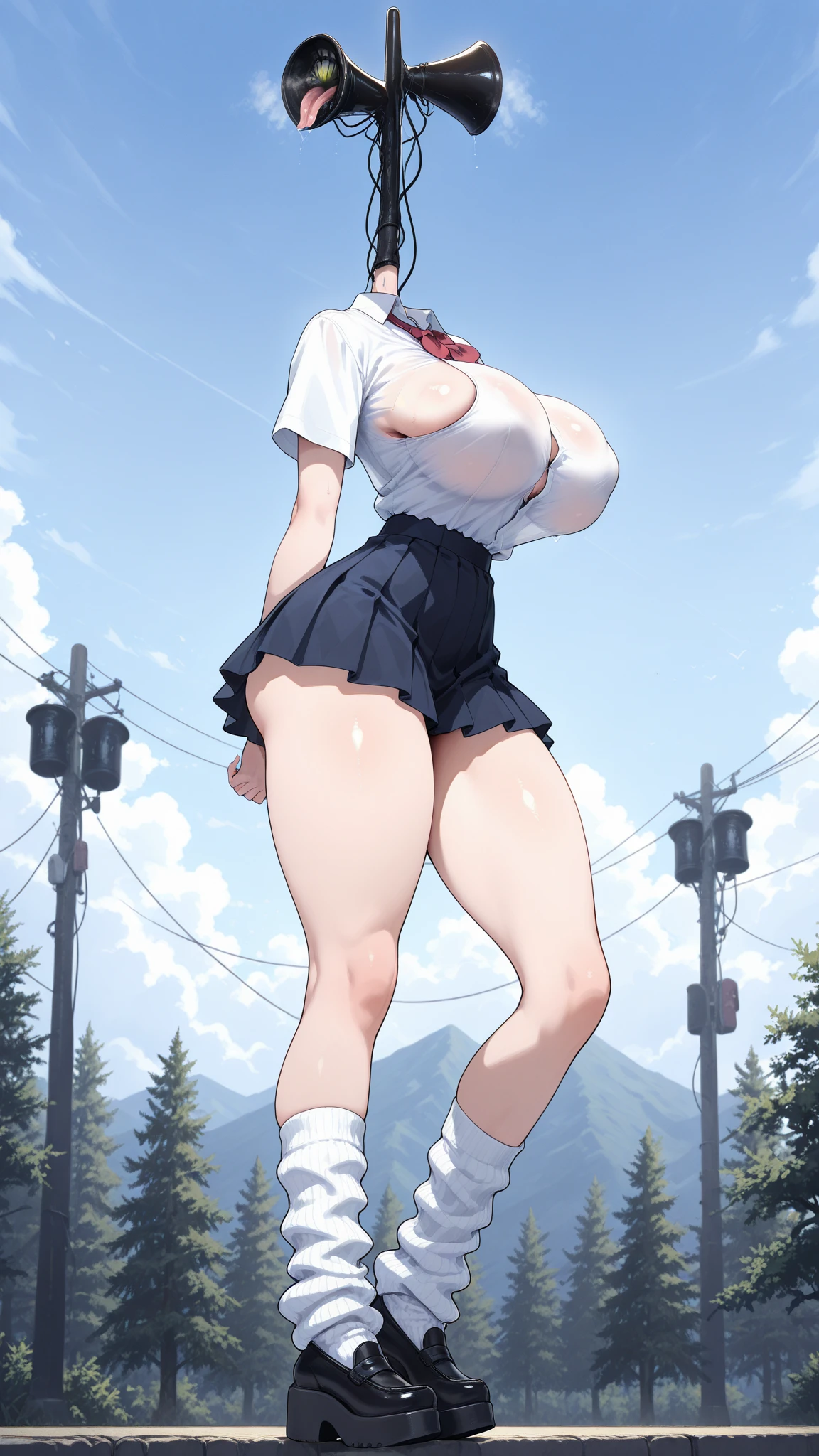 Top image quality、top-quality、​masterpiece、NSFW、１a person、独奏、full body Esbian、kashima、slanted eye、Blue eyes、A smile、embarrassed from、red blush、White hair、Twin curls、beret、Colossal tits、((nakeed))、((barechested))、Standing posture、(((raise one leg high)))、(((standing split:1.5)))、(((Straighten the shaft legs)))、(((Black High Socks)))、(((Brown loafers)))、stares at the camera、、((Spread )) 、((uterus))、(((Love Juice))、((stain))、((Sweat))、((a park))、((Benches))、(((Large crowds)))、(((Female viewers)))、((perfect hand))、((Perfect fingers))、((perfect foot))、