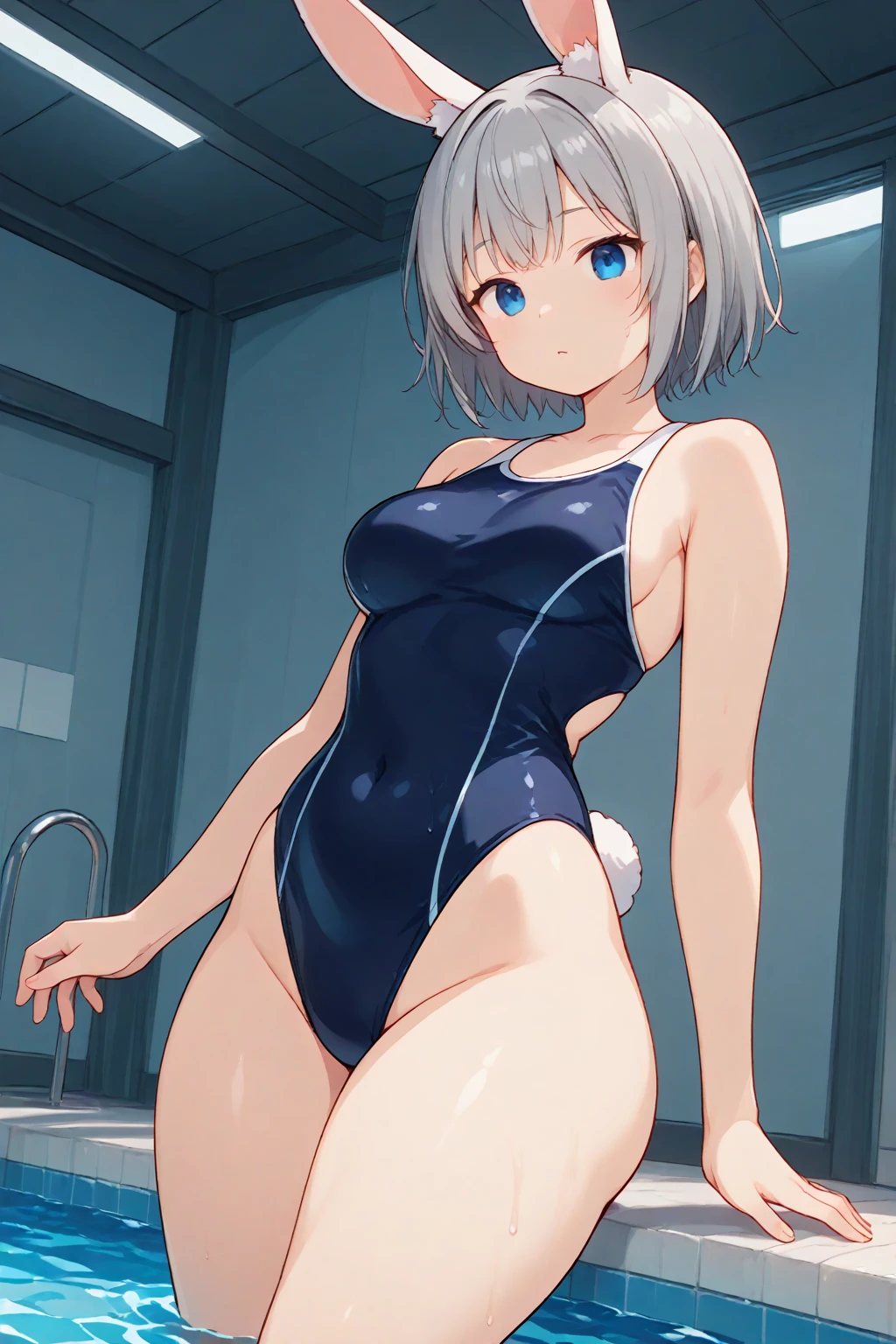 NSFW , (Highest quality:1.5, High resolution, 4K, Detailed lighting, Shaders), Illyasviel von Einzbern　alone, Cowboy Shot,Long Hair, Gray Hair, Red eyes, ((Swimsuit))＋＋　M-shaped foot　Sexy Looks　Seductive gestures　atmosphere　　Super blushing　Realistic locker room　Sleep on your side, nude, Sweat, Shiny skin, Heavy breathing, ( Sex, Sexual intercourse, put in, Heterosexual, Moving lines, Motion Blur, Talking Spirit:1.1), (level, On my back, bed,Subjective:1.1)(( On the body / Bukkake  with excess semen splashing))