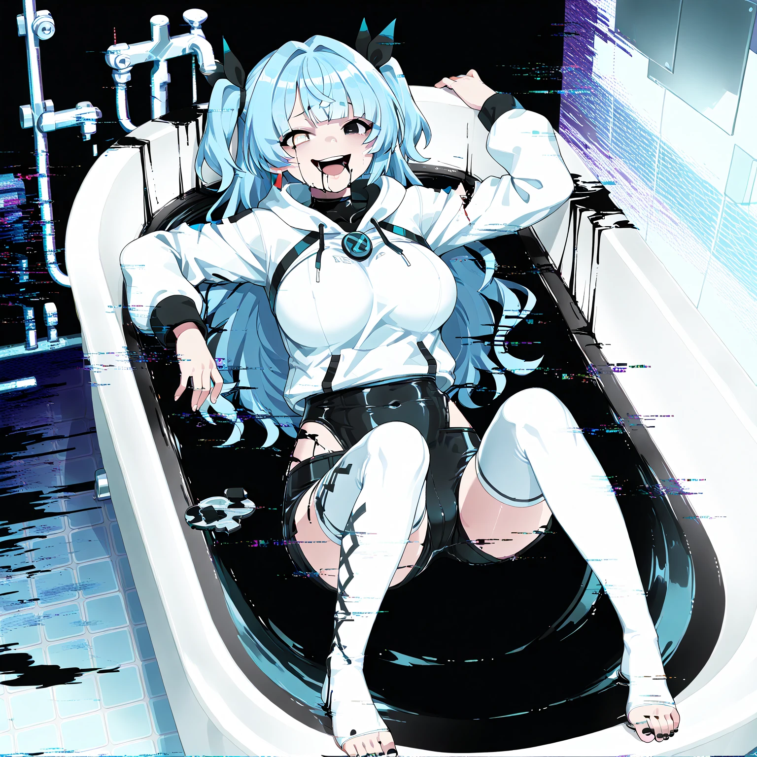 lucy \(cyberpunk\),
1girl, naked, ice, ice cubes, nipples, cyborg, (robot joints:0.5) , neon palette, nude, science fiction, short hair, solo, indoors, bathtub, cables, night, half body, submerged in water, dark room, close up, ((mechanical parts))
cyberpunk edgerunners,
<lora:lucy-000035:0.6>