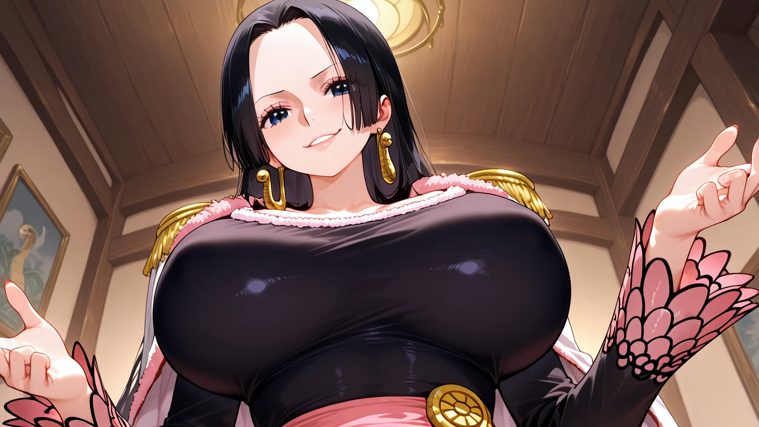 (Japanese cartoons)One Piece Boyahan Cook,((Unreal Engine 5)), Realistic rendering, Excellent, Straight A's, knight'cloak, (Sexy nightclub clothing,), looking at camera, Sitting on a chair in front of the bar in a bar,Shy blush, pretty face, cosmetic, CGI mix, (photographyrealism:1.2), Surreal ultra high definition face, (Huge big breasts假:1.4), (Huge big breasts:1.1), (muscle antigen), (wide hips), (Thick thighs), thin waist, hourglass figure, Full body female love, ((glowing skin)), ((Skin glows)), photorealistic body, ((she is )), ((clean skin)), realistically, Bokeh, masterpiece, high resolution, 1080P, Super details, textured skin
