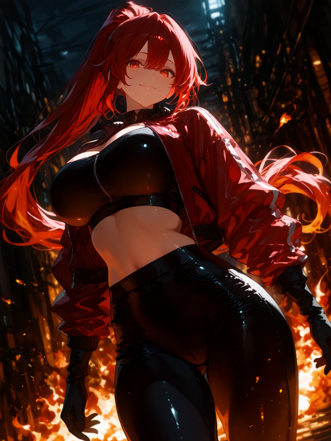 (NOD,red hood)、(full NUDE)、(nsfw:1.5),(five fingers)、(Guts pose),(EnvyBetterHands, QuickHand),(angled, sharp, edgy, piercing, fierce)、(Well-proportioned )、(in color and uses the flames, masterpiece, best quality) an woman with very long red hair, Neckline, black ribbons, bodysuit, cold look, queen, good anatomy, correct proportions, torn clothes, serious, mysterious appearance, blood, emotionless, evil, (yellow eyes), gothic, large chest, cinematics, color oil painting, 独奏, cinematic lighting, extremely detailed face, finely detailed face, beautiful face, beautiful eyes, perfect lighting, depth of field, realistic proportions, good anatomy, ((((masterpiece, the best quality, ultrahigh resolution)))), 1girl, standing, (sexy latex costume), looking at the viewer)、(((Global Illumination:1.5))).((contrasted:1.5)),((Anime painting)),,((best quality, masterpiece,,Highest quality、High resolution,8k,ultra-detailed face,アニメ,ultra-detailed eyes,ultra-detailed hands,ultra-detailed fingers,ultra-detailed eyes, ultra-detailed hair, ultra-detailed hands,ultra-detailed skin, shiny skin, Silky Pale White, ultra detailed and beautiful, Model Pose)),(Use of strong primary colors),(Spread your fingers),(Perfect Anatomy,High resolution, Very detailed,Dutch Angle ,Beautiful fine details,Visual Arts,Five Fingers, Perfect hands, Perfect lighting),(stylish pose),(eight-headed body),(Use of bright colors)(multiple angles),、、、(sexy pose)(nsfw:1.5)、(NUDE)((M-shaped spread legs:1.3)),((knees up:1.5)),(spread legs:1.5),、(show off pussy),girl