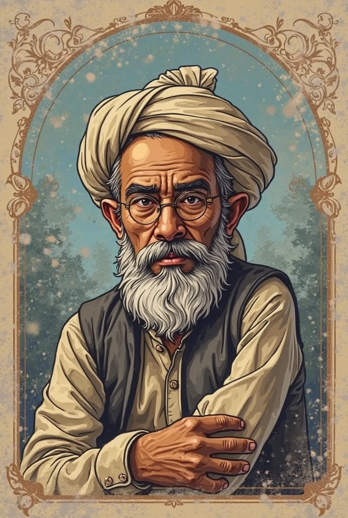 Create an image of a worried ancient sage