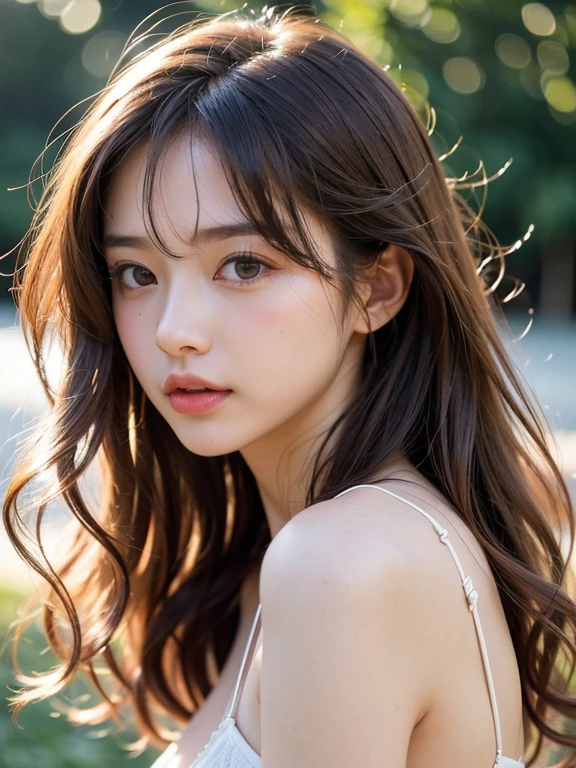 (((32ｋ,high details,high detail、masterpiece,attention to detail,alone))),Raw photo & realistic atmosphere,beautiful dark blue eyes,detailed mouth,glossy lips,thin eyebrows,fine eyes、Soft white skin that shines in every detail、her deep black eyes are so beautiful,lip details、very beautiful face,very well-shaped face、lifelike face,shining beautiful lips,beautiful eyebrows,infinite reality, Realistic young gravure idol,she'she'she'she'she'she's a very cute woman , young gravure idol, young gravure idol, Very beautiful and cute 21 year old beautiful girl,incredibly beautiful and classy，21 year old beautiful girl,natural soft light,（shiny hair,,Beautiful and kind eyes：1.5）,gentle smile,well-shaped ,medium long hair,tie hair,beautiful posture,no makeup,think ahead,bikini，Bikini，
