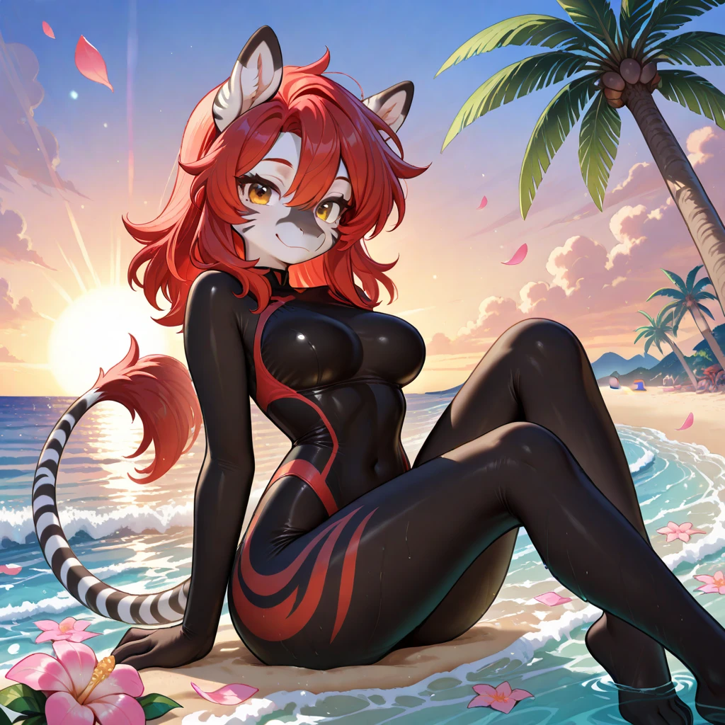 Mirko, Sexy pose, Breasts, Pool, 32k art, anime art, smiling, Standing, excited, Feminine focus, Looking at the viewer, Point out love and peace in one hand, black bikini, bulge
