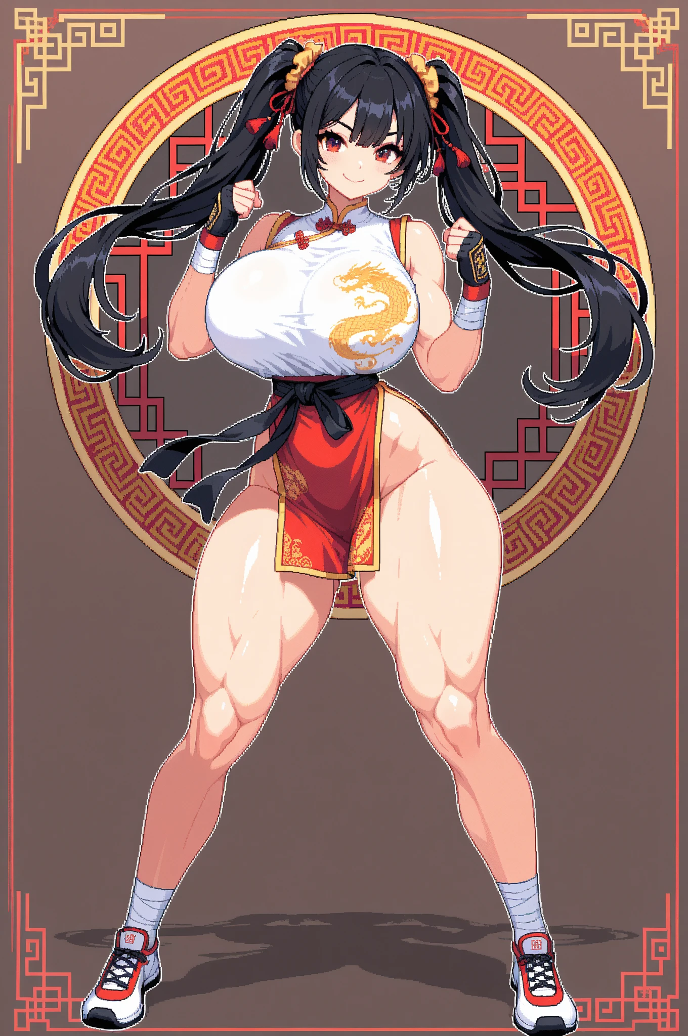 (masterpiece, best quality:1.3), 1girl, solo, looking at viewer, blushing, wide hips, cowboy shot, mature female, closed mouth, seductive smile, large breasts, full body, thick thighs,  <lora:Wellington Phelippe Style Lora:.8>, yaoyorozu Momo, black hair, ponytail, hair pulled back, black eyes, red leotard, navel cutout, bare arms, bare legs, belt, collarbone, cleavage, <lora:yaoyorozu_momo_v1:.8>