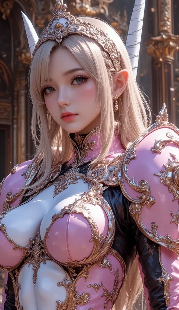 Ultra-detailed complex 3D rendering of the face, (masterpiece, top quality, octane rendering,), glamour shots full body image, very beautiful young elves, cleavage, (highly detailed skin: 1.2), (exposure: 1.1), ((blue micro bikini: 1.95)))). , 8k, (((very soft breasts)), (((conspicuous large pink areola)), beautiful Caucasian woman with white skin with full soft breasts with big buttocks, one, long braided hair, big breasts, dynamic angles, (((huge breasts: 2.4)), ultra-realistic photos, ((((((silver hair)))), futuristic urban background, facial muscles, (((((detailed and glamorous silver crown)))), In the style of Marvel Comics, ArtStation Trends, Clear Focus, Intricate Details, Very Detailed, Detailed Green Eyes, Sharp Focus, Digital Rendering, Professional, Abs, Lip Gloss, Glossy Skin, Sexy Pose, Golden Tattoo All Over Body, Silver Pattern All Over Body, Silver Lame Skin, Gold Glitter Skin, Mansuji, Buttocks, Jeweled All Over the Body, with silver scales, silver hair,