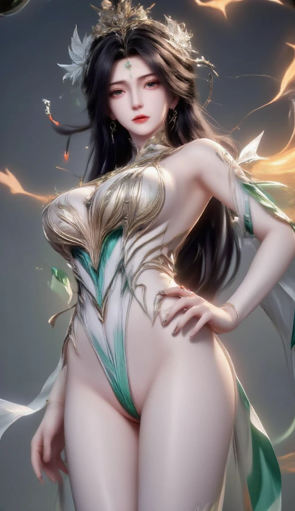 best quality、masterpiece、photorealistic、detailed、super detail、Rendering with Octane、contrast of light and dark、Jade Carving Girl、solo、(((Accurate anatomy body and hands)))、(4 fingers and 1 thumb)、clean hands、cleavage close-up、(meditation)、transparent skin,(white jade body:2),(((crystal clear body))),((((Transparent material expression)))),Extremely perfect reflection of material properties,perfect face,elaborately carved face ,Bewitching、sexy、eros、beautiful face、detailed and perfect face、perfect proportions、big breasts、thin waist、big ass、navel、gap between crotches、sexy thighs、Behind it is a huge phantom,