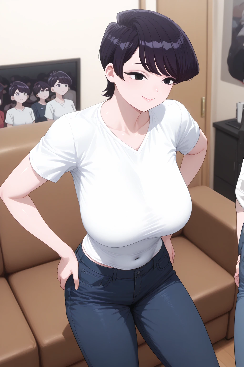 (masterpiece, best quality:1.2), 1girl,age difference,(1boy, faceless male),small breasts,blush,looking at viewer,white clothes
