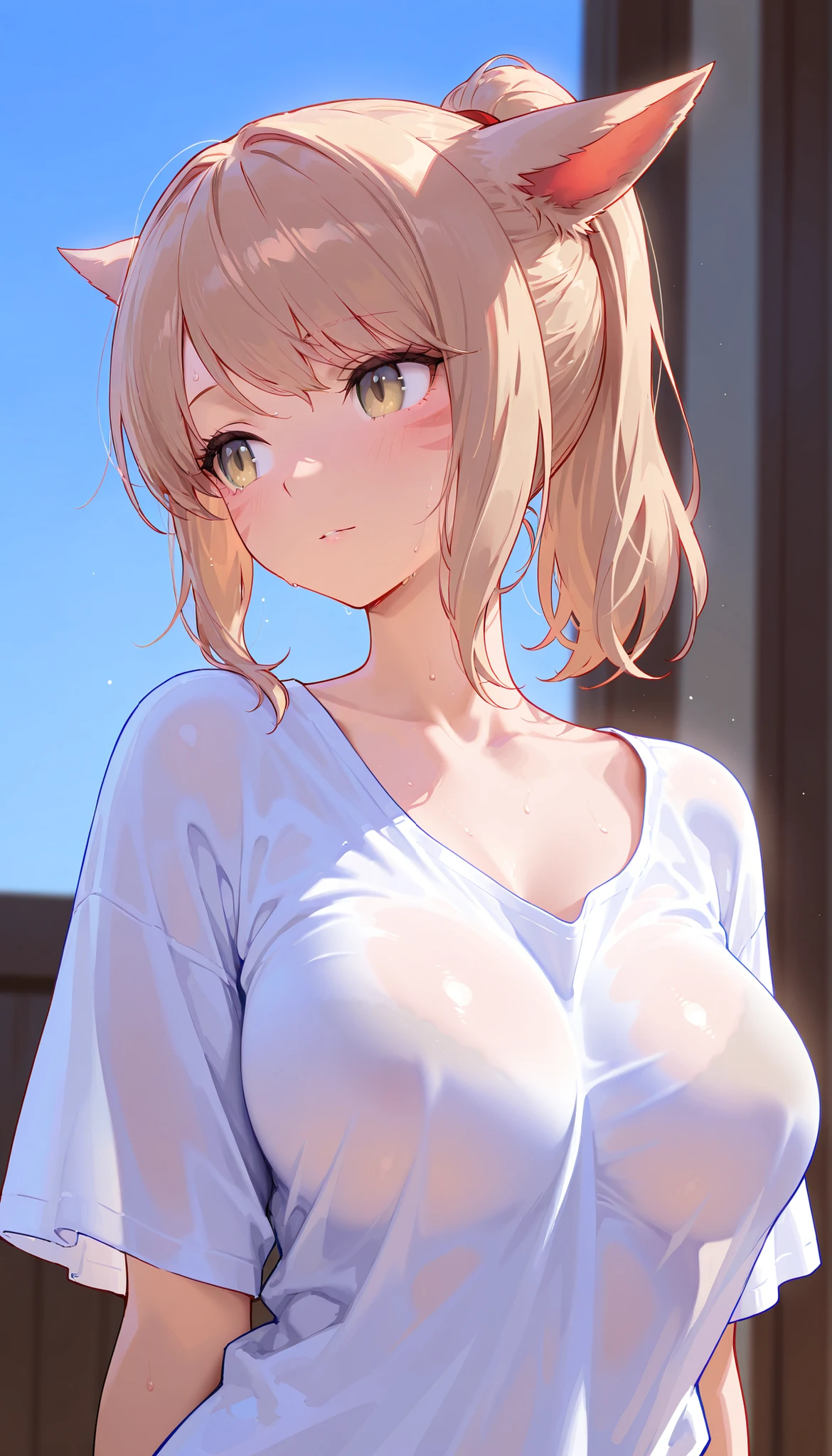 (realistic, photo-realistic:1.37), (masterpiece), (highest quality:1.4), (ultra high resolution:1.2),(RAW photo:1.2), (sharp focus:1.3), (face focus:1.2), vivid details, hyperrealistic,finely, japanese idol, white turtleneck sweater, No panties，No bra，short hair, (smile), (huge breasts:1.2), (white background), saggy breasts，plump nipples，Fair skin，Photo up to the thigh，thinウエスト，thin，18 year old female，open thighs，My nipples are sticking out through my clothes.，open your mouth，, White viscous liquid，Wet ，blush，open your mouth，pink nipples，grab your chest，push up your chest，plump areola，rocket nipples