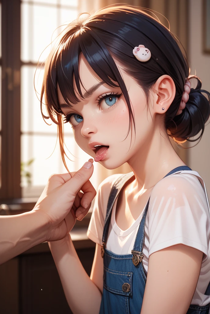 Sleeveless,Sweaty,A perfect smile, (Perfect Anatomy, Anatomically correct, Highly detailed skin), Cute and symmetrical face, Perfect Face, ((Perfect Eyes,Eye color is golden,Hearts in eyes)) Perfect Fingers, Five Fingers, ((Hairstyle,Inner Color,Brown Hair,Twin tails)),Clothes are open,((Large Breasts)),mini skirt,(((Blowjob,deep throat,deep throat,My head is being grabbed,Big penis,Multiple penises,,Suck the penis hard,Perfect penis))),(((the man'The face is hidden))),A lot of semen comes out of the penis,Mouth full of penis,A lot of semen on the face