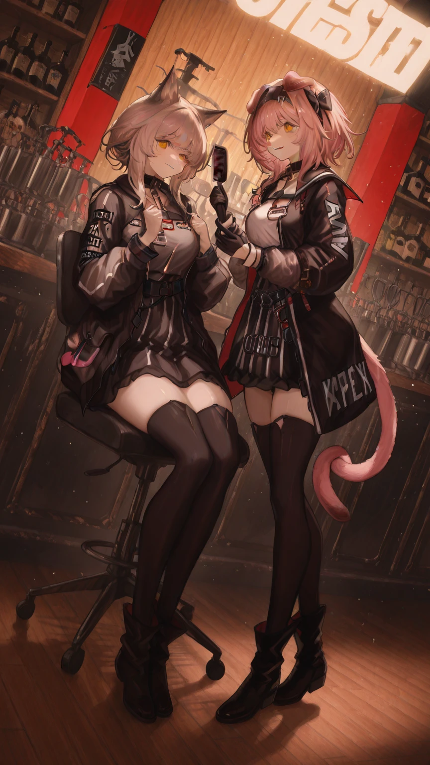 anime characters dressed in costumes and armor standing next to each other, concept art by Kamagurka, pixiv contest winner, furry art, commission for high res, sfw version, guilty gear art style, wip, commission for, danbooru and artstation, tauren, full res, jazza and rossdraws, demon slayer artstyle, detailed fanart