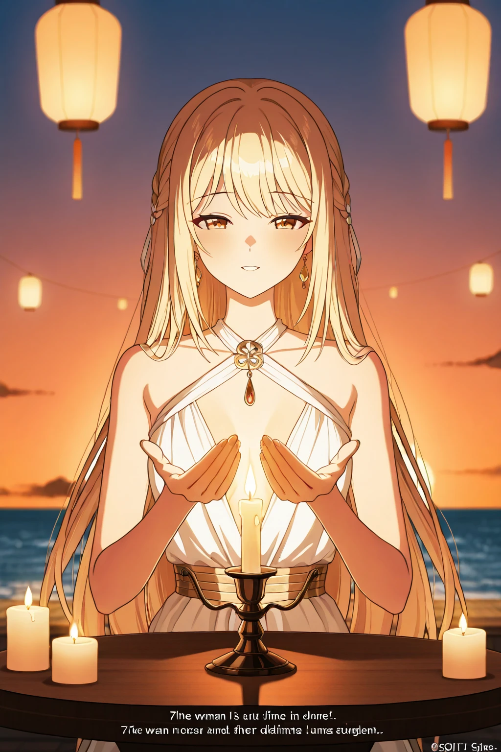 Ariana Grande, big eyes, long straight blonde hair fringe, greek goddess, white linen chiton seminaked, glowing, flowers, NSFW, in a field