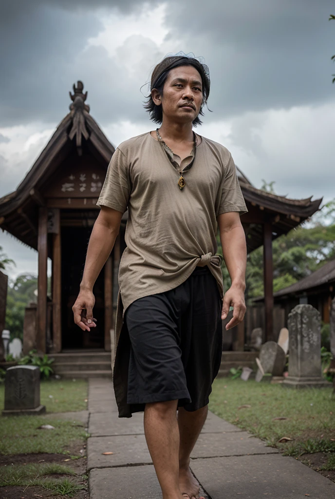 Karen boy, Karen traditional dess, forest background 