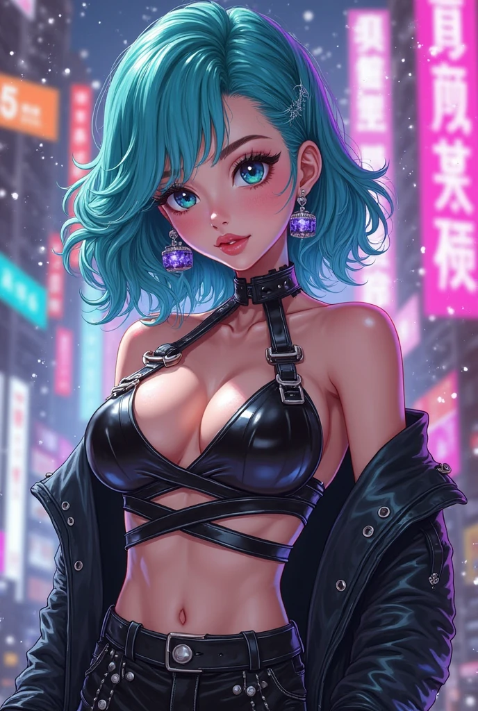 girl spacepunk,(((1girl))),((cute and beautiful afro haired girl)),((((black race)))), (large breasts:1.4),saggy breasts,(((( neon blue afro hair:1.35,((afro hair:1.35)),afrohair,afro:1.35,dark hair, neon blue hair,Double hair bun:1.3)))),medium hair,((heterochromia:1.5, (yellow_eye and red_eye))),intricate eyes,beautiful detailed eyes,symmetrical eyes,((fat)),((((tan,dark skin,black skin:1.35,dark-skinned_female,dark skin:1.3,ebony skin,lustrous skin:1.5,bright skin: 1.5,shiny skin,very shiny skin,shiny body,illuminated skin,wet legs)))),(spider lower abdomen,narrow waist,wide hip,athletic body,inflated legs),(((detailed face))), cute,slutty,sensual,seductive look,seductive,erotic,enchanting,((nsfw)), revealing clothing,show skin,(((neon green fishnet dress))),((slave collar)),(((wet clothes,intricate outfit,intricate clothes))), (dynamic pose:1.0),solo focus,embarrassed,(centered,scale to fit dimensions,Rule of thirds), cyberpunk city by the ocean at night, with bright neon signs and dark stormy clouds and puddles, scenery:1.25, artistic photography,(photography taken by sldr),highres, sharp focus, (ultra detailed, extremely detailed), (photorealistic artwork:1.37),(extremely detailed CG unity 8k wallpaper),((synthwave background theme)),(((vibrant colors))),(intricate background),(masterpiece),(best quality),