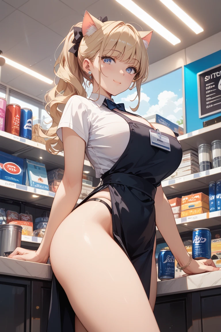 Highest quality、super high quality、16K, Breast size is random、Facial expressions are random、The place is a convenience store、 Hair color is silver hair、The pose is a convenience store cashier、The distance is random、Angles are random、Small face、Very delicate facial expressions、Delicate eye depiction、Highly detailed hair、Erotic、18-year-old female、Glowing Skin、Soft Skin、The only sexy Japanese woman、The clothes are random convenience store clerks、Sexy ass、The focus is on the butt、1 female、