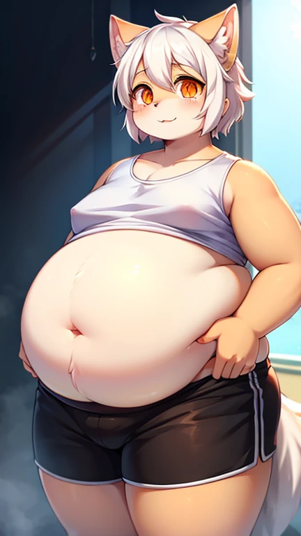 fat, big, belly, overweight, noelle genshin impact, wearing a sweater