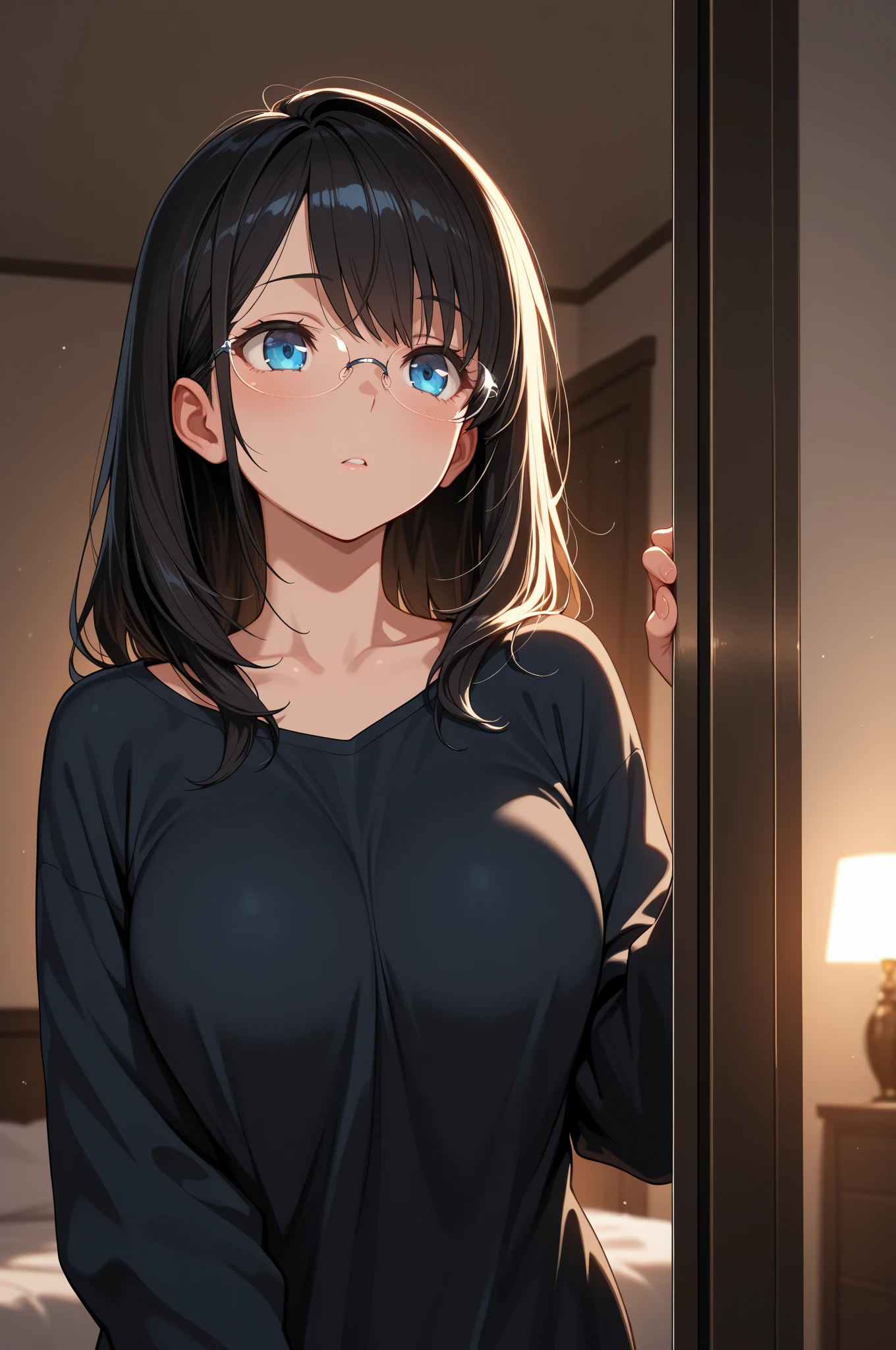 (big breasts, long hair)), (((anime girl))), daylight sunlight, ((full body)), mole on chest, ((shorts)), (extremely detailed 8k cg wallpaper), (extremely delicate and beautiful), (Masterpiece artwork), (the best quality: 1.0), (ultra resolution: 1.0), beautiful lighting, realistic shadows, [high resolution], Detailed aspects, ultra detailed, cleavage, mini black top, (detailed eyes:1.0, perfect eyes, blue eyes)