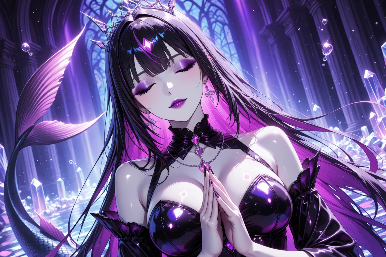 illustratio、Movie Light、hight resolution、best qualtiy、ultra-detailliert、A detailed face、(A detailed eye)、top-quality、ultra-detailliert、​masterpiece、(详细的脸)、Clean face、Sexy Mature Woman、clear(Torn)cloths、floating cloth、see -through、a choker、open cloth、NSFW、high-heels、red eyes、Neon small shiny hair ends、Dark Fantasy Forest、Glowing plants with neon details、Dark Magic Sword、 (portal:1.15) To the underworld in the background、light reflections、heart shaped iris、Open shoulders、Sateen、(a wet body)、Small glowing butterfly、hair jewellery