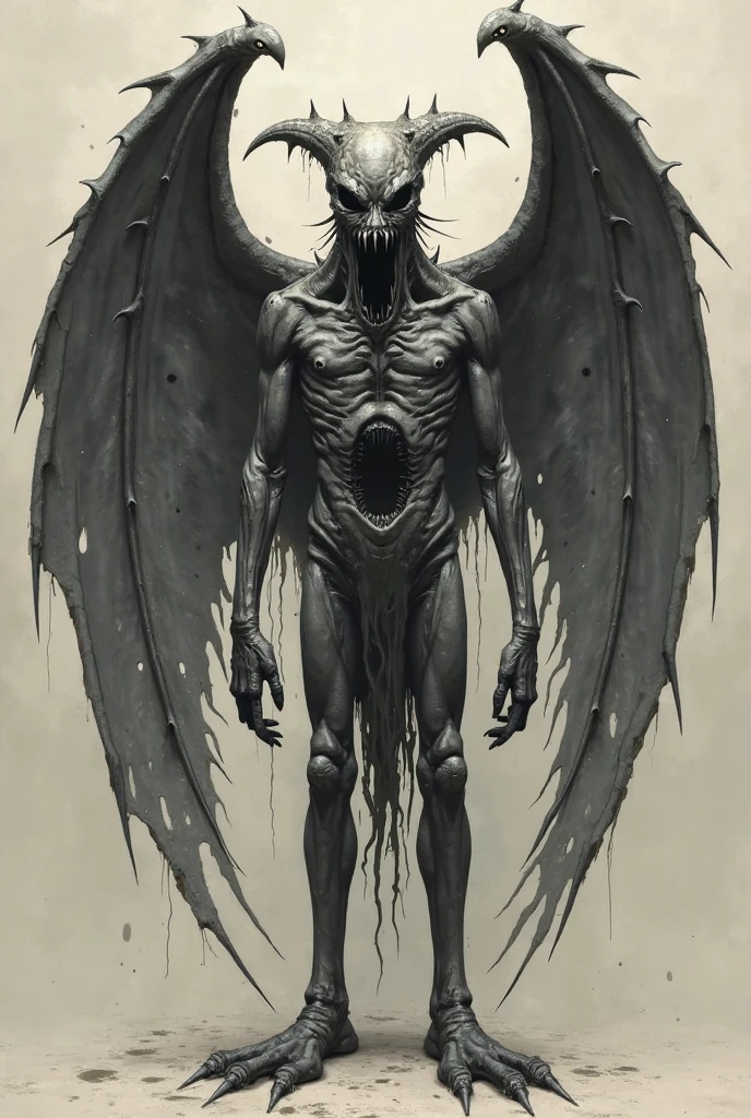 Masterpiece, Best Quality,  <lora:BookSW2:1> Page of Shadows, Monster with four arms, two heads, Details, description, Digital Art,