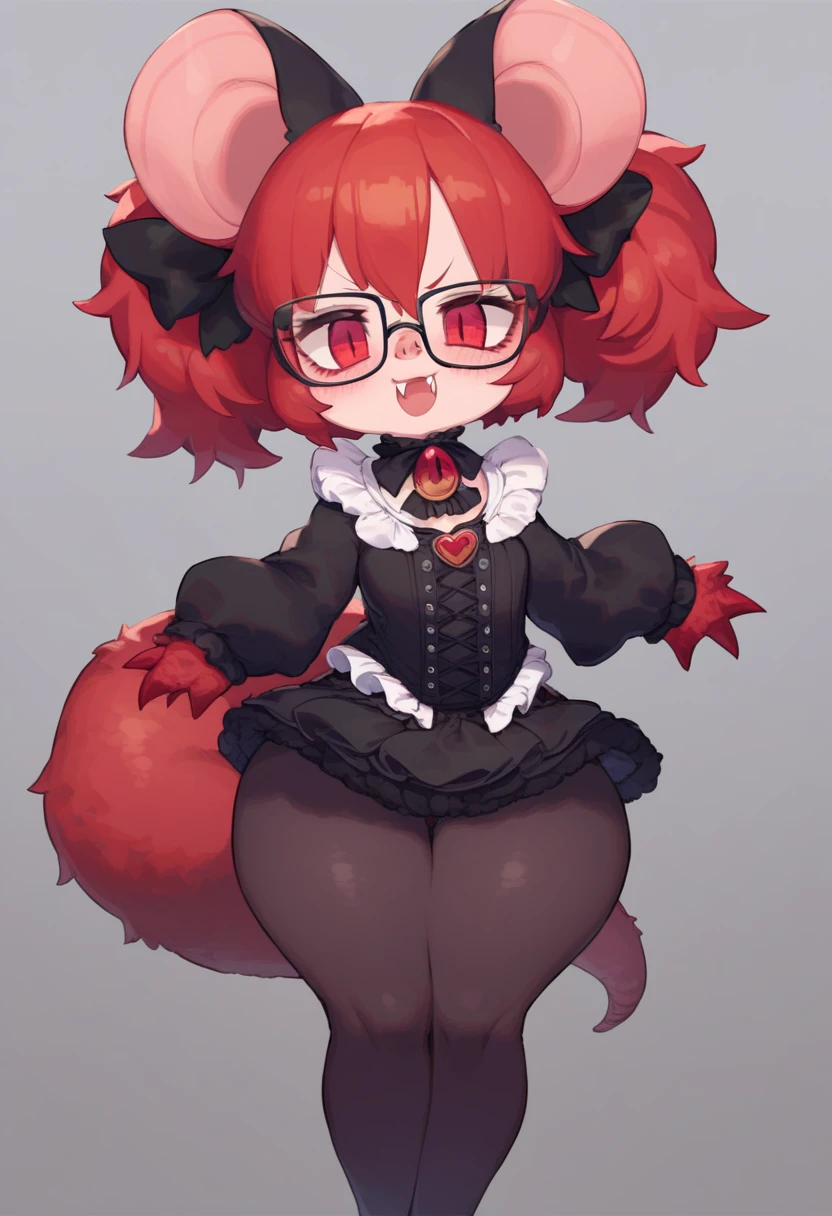 (toddler:1.5), best quality,best resolution,(fluffy anthro ??? furry :1.6), (??? :1.6),snow leopard girl, beautiful yellow eyes,red hair, long hair,wavy hair,messy hair,white fur, ??? snow leopard tail,snow leopard ears,(black leopard printed fur), small breasts, glasses, (black victoria´s secrets for ???´s), ??? lingerie model, small bell collar, (white maid gloves), ruffles, bare belly, posing in the street, looking at viewer, naughty face, heart eyes, heart expression eyes, full body only, sexy pose, open mouth, open legs, fingerin