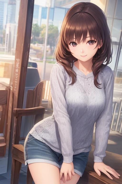 (8K, best quality, masterpiece:1.2), (realistic, photo-realistic:1.37), ultra-detailed, 1 girl, Nobara Kurosawa, natural triple D cup breasts, prominently displayed due to off-shoulder sweater, bubbly ass and round buttocks accentuated by the autumnal city setting, 19 years old, (fall colors:1.2), (leafy trees and rustic tones:1.3), (brown hair:1.1), (long bangs:1.1), (natural makeup:1.2), (flushed cheeks:1.1), (closed mouth:1.1),