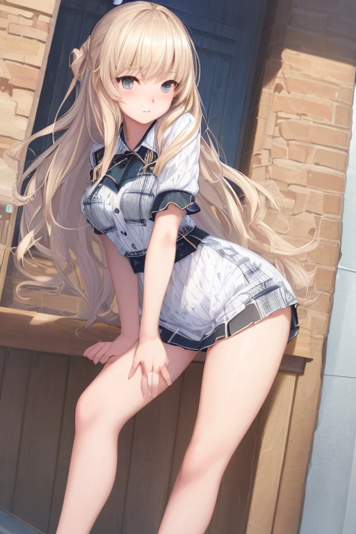 masterpiece, Highest quality, High Resolution, HS1,blush、smile,NSFW、Balcony、priest clothes、Cute ass、On all fours,Small underwear