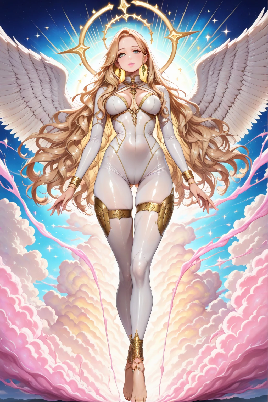 18 yr old, A stunning photo of an android woman standing on the moon.she is wearing a large white cloak. Nordic. Bright orange sky in background. happiness. Her breasts are covered with transparent white silk. Lens flair in the background. She is leaning against a rock wall. She has small perky breasts. She is a musician with small harp. She has intricate, realistic features, including a flowing hairstyle and a detailed, futuristic outfit that exposes her nudity. She has very detailed breasts and nipples, she is wearing nothing but silk, The background is a busy, complex metropolis in a dystopian future, with Earth visible in the sky. The overall ambiance of the image is high quality and filmic, with a hint of lomography and a touch of volumetric fog. The photo is captured in 8K UHD, using a DSLR camera, with HDR enhancing the image's dynamic range.