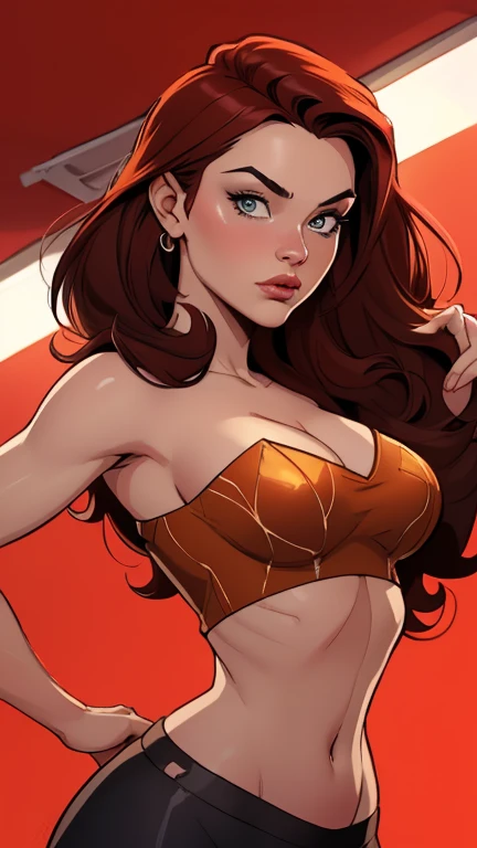 Woman style character beautiful breasts symmetrical medium breasts Fiona queen Anna of Arendelle with war marks Cartoon image of a woman .Ilustra??o estilo desenho animado, estilo de arte dos desenhos animados, estilo de arte dos desenhos animados, digital illustration style, estilo atompunk design de personagens altamente detalhado, arte digital detalhada coragem, Forest fan art, Design de personagens de retrato, beautiful digital illustration, retrato de alta qualidade, Arte em quadrinhos, mulher jovem cabelo com transas lindas . Queen Anna of ArendelleBeautiful lined eyes Medium large bust and wonderful sexy clothes. image expression of sexual desire from waist to head illustration Queen Anne of Arendelle atompunk style Fallout 4 style pose playboy magazine a close-up of a woman sitting on a fence with a bat, Morrigan Aensland, morrigan, style artegerm, extremely detailed artegerm, artegerm style, even model | artegerm, in the style artegerm, da liga das lendas, samira da liga das lendas, personagem de liga das lendas, style of artegerm