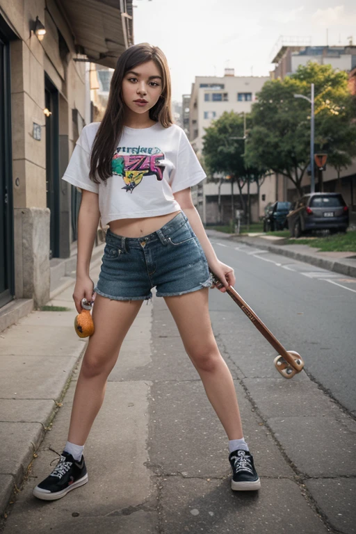 1girl, solo, white polo shirt, white sneakers, tennis wear, white miniskirt, masterpiece, best quality, realistic, hyper-detailed, (shiny skin, sweaty:1.4), absurd, looking at viewer, short black hair, brown eyes, slender, dynamic lighting, high resolution, sharp focus, depth of field, detailed eyes, sharp pupils, realistic pupils, (small breasts:1.6), (thick thighs:1.0), outdoor, sky