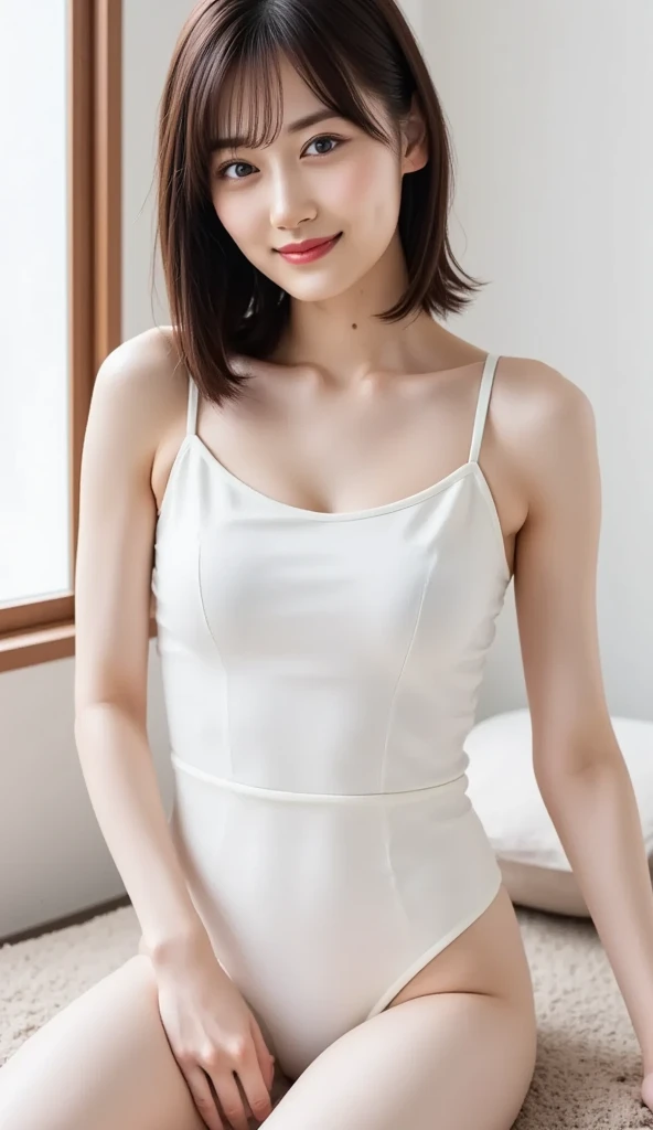 Completely naked、Highest quality,masterpiece,Ultra-high resolution,Original photo,Ultra-high resolution，Three beautiful 25 year old women，Flashy makeup using red eyeshadow，Big smile，Short cut with side waves，Completely naked、Spread your legs、Completely naked