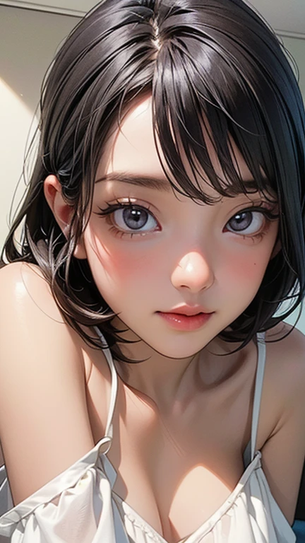 high quality, detailed, Realistic, (one 16 years old japanese boy), (detailed black eyes), (shiny skin), detailed nipples, black hair, (black tiny thong), (erected bulge), summer beach, (smile:0.7), close up face, laying, sweat,
