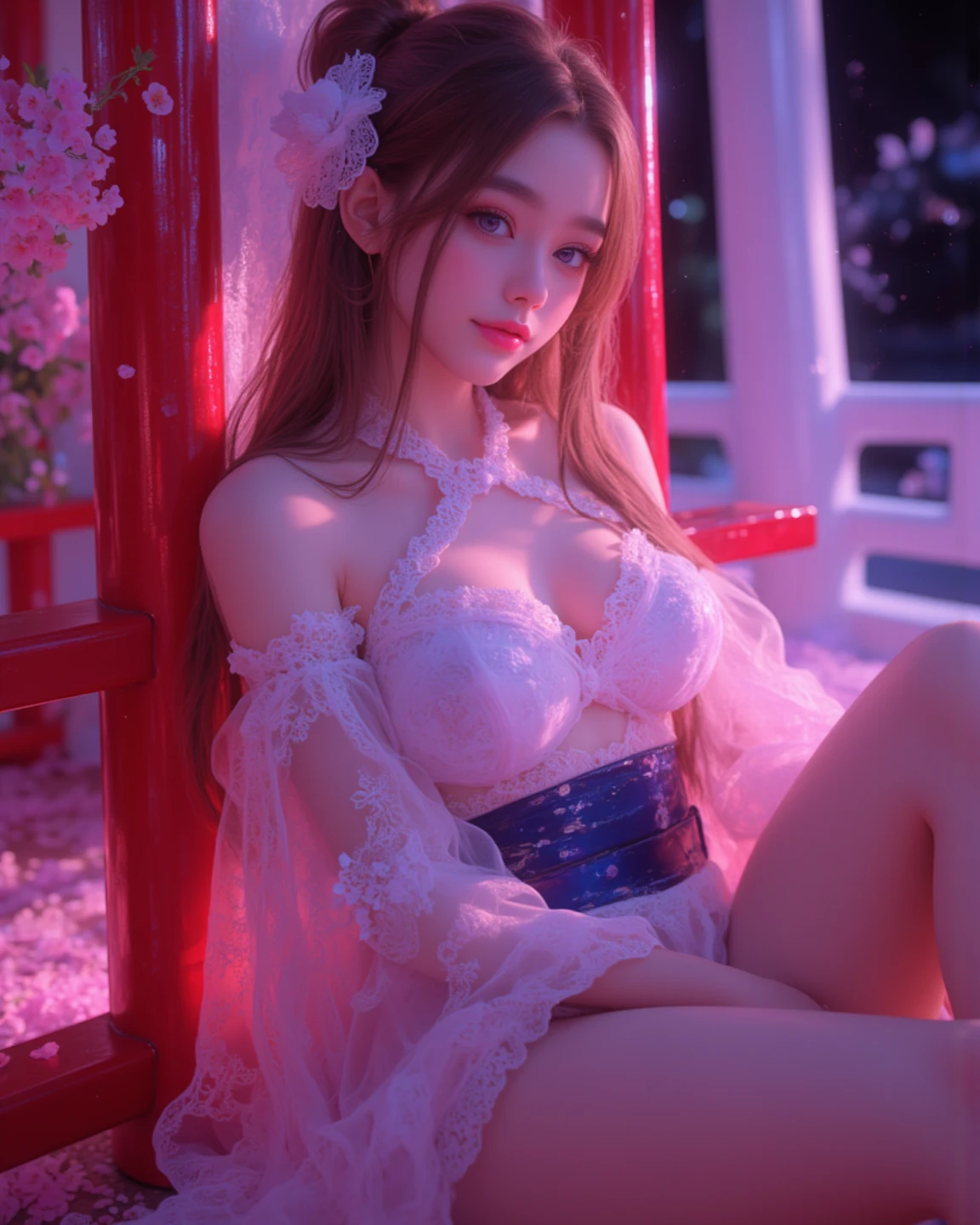 (8k, RAW photo, best quality, masterpiece:1.2), (realistic, photo-realistic:1.37), illustration, an extremely delicate and beautiful, perfect female body, extremely detailed, photography, 8k, Amazing, finely detailed, beautiful detailed eyes, best quality, ultra high res, ((extremely detailed face)), thin waist, thin legs, thin thighs, long legs, tight ass, extremely detailed body, big boobs, photography, (photorealistic:1.37), 1 girl, pov, (wide shot, Dutch angle)
(((wearing white and red intricate filled maid clothes, white and red intricate frilled maid skirt, intricate choker necklace, intricate earrings, intricate maid headdress, white stiletto,))), ((light brown long coil hair)), looking at the viewer, (((a girl is leaning on a convertible sports car))), (((on New York Time Square road at night))), (clothed), ulzzang-6500-v1.1:0.9,
ulzzang-6500-v1.1:0.8,