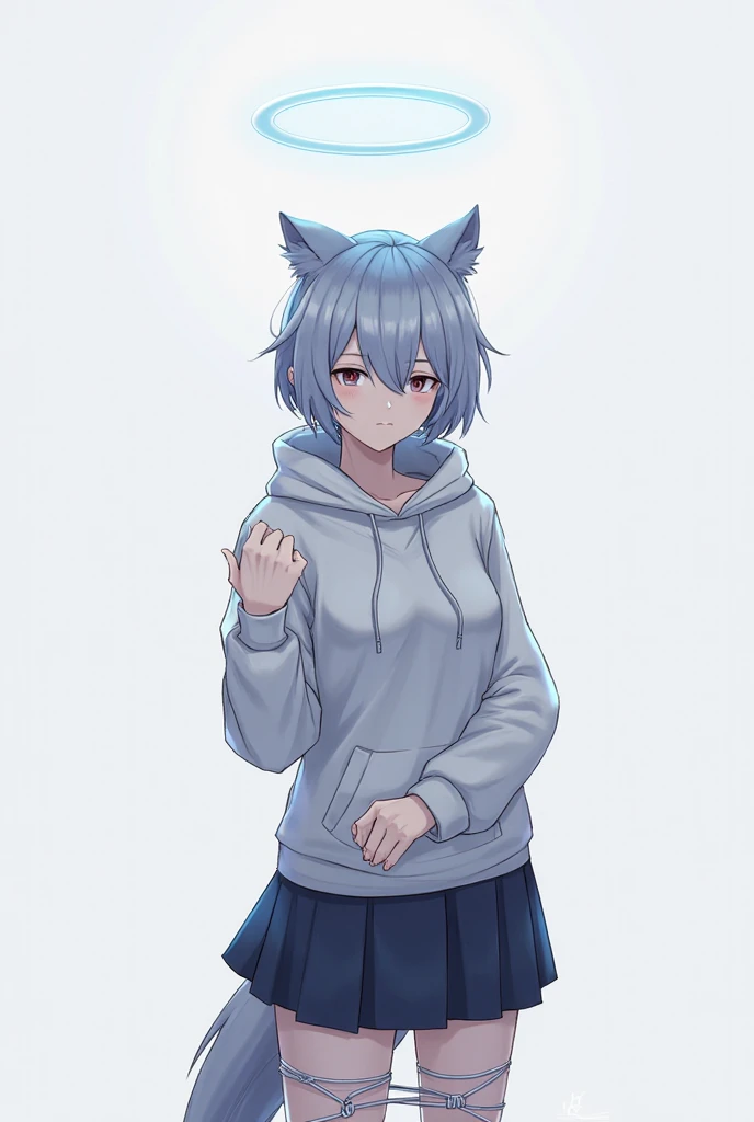 Ultra-precise and ultra-detailed hyper kawaii anime style illustrations,
Wearing stuffed pajamas with a cute wolf character, hood with wolf ears, hands over mouth, cute pose,
(Black-short-hair),big breasts,like an athlete,