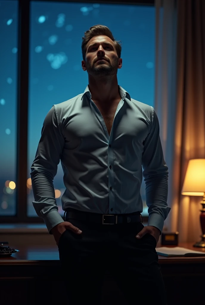 A handsome and arrogant FBI agent  has a big rip in his pants during a mission exposing his funny whimsical briefs at the seams in the back.