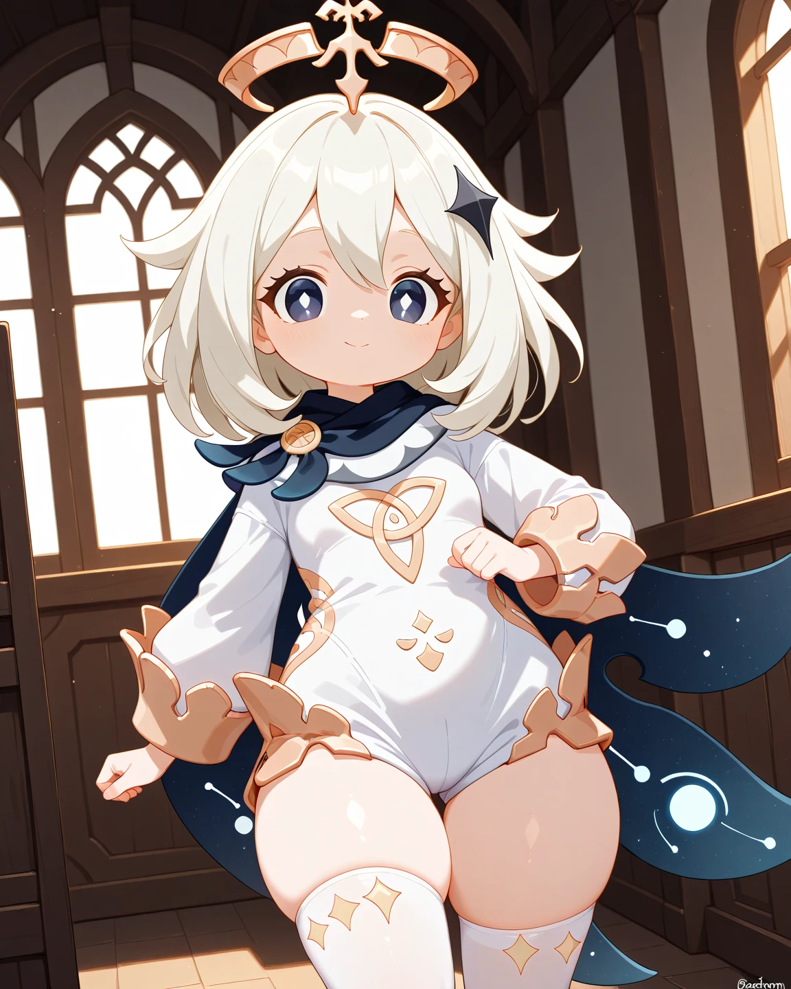 ((masterpiece, best quality)), high resolution,ultra detailed,8k,16k,detailed background, perfect lighting,detailed beautiful eyes,pussy,1girl,solo,nsfw,clitoris,embarrassed,blush,look at viewer,steam,sweat,aroused,from front,from below,(standing),in heat,fisheye lens,show off pussy,(nude:1.4),seductive eyes,naughty face,open mouth,,curvy,pale skin,(anime style,colorful,flat chest,child_body),paimon\(genshin impact\),white hair,black eyes,hair ornament