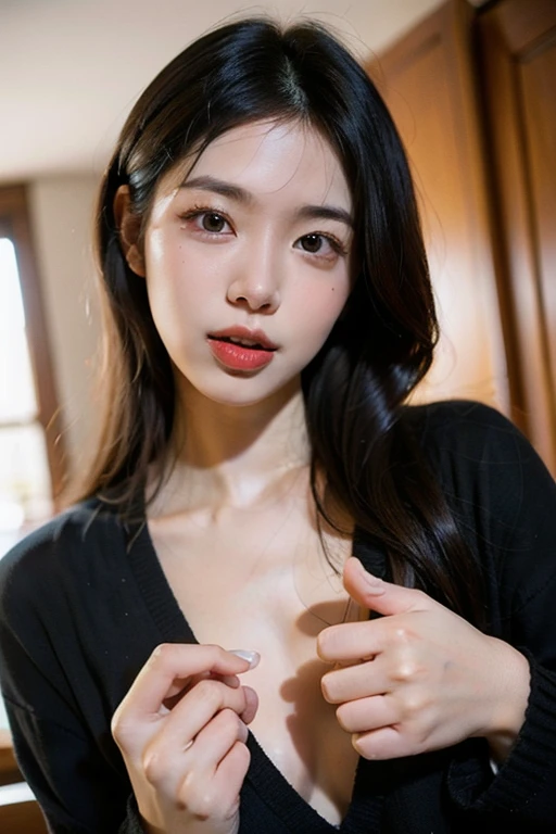Highest quality、Ultra-high resolution、(Realistic)、18-year-old girl、((((I'm taking off my uniform))))、((((I can see your nipples)))),Hyper Detail、Super Realistic、(Realistic)、More about beautiful skin、(masterpiece:1.0)、(Highest quality)、(Ultra-high resolution)、8K resolution、Canon EOS R5、135mm、Absurd、Very detailed、Sharp focus、Fine skin、(((Chirarizum、Small breasts、Brown Hair)))