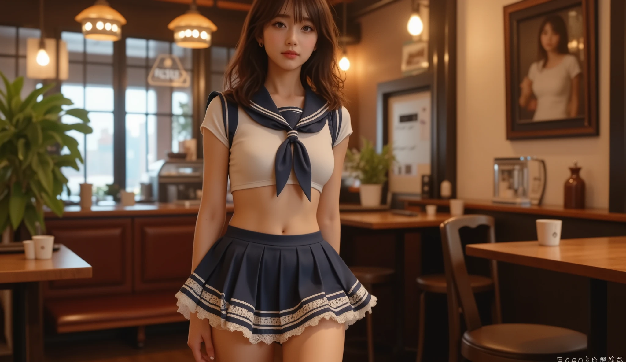 (8k、RAW Photos、Highest quality、masterpiece:1.2)、(Realistic、Realistic)、1 girl、((Sailor Moon Costume:1.3)、Large Breasts,Full body from the front))、Lots of eyelashes、Glowing eyelids、(((skeletally correct)))、smile、This photo will awaken boys to sex、(((Standing and flipping up her skirt、Showing panties to the camera)))、(((Lifting the skirt higher and higher,、Show your panties to the camera)))