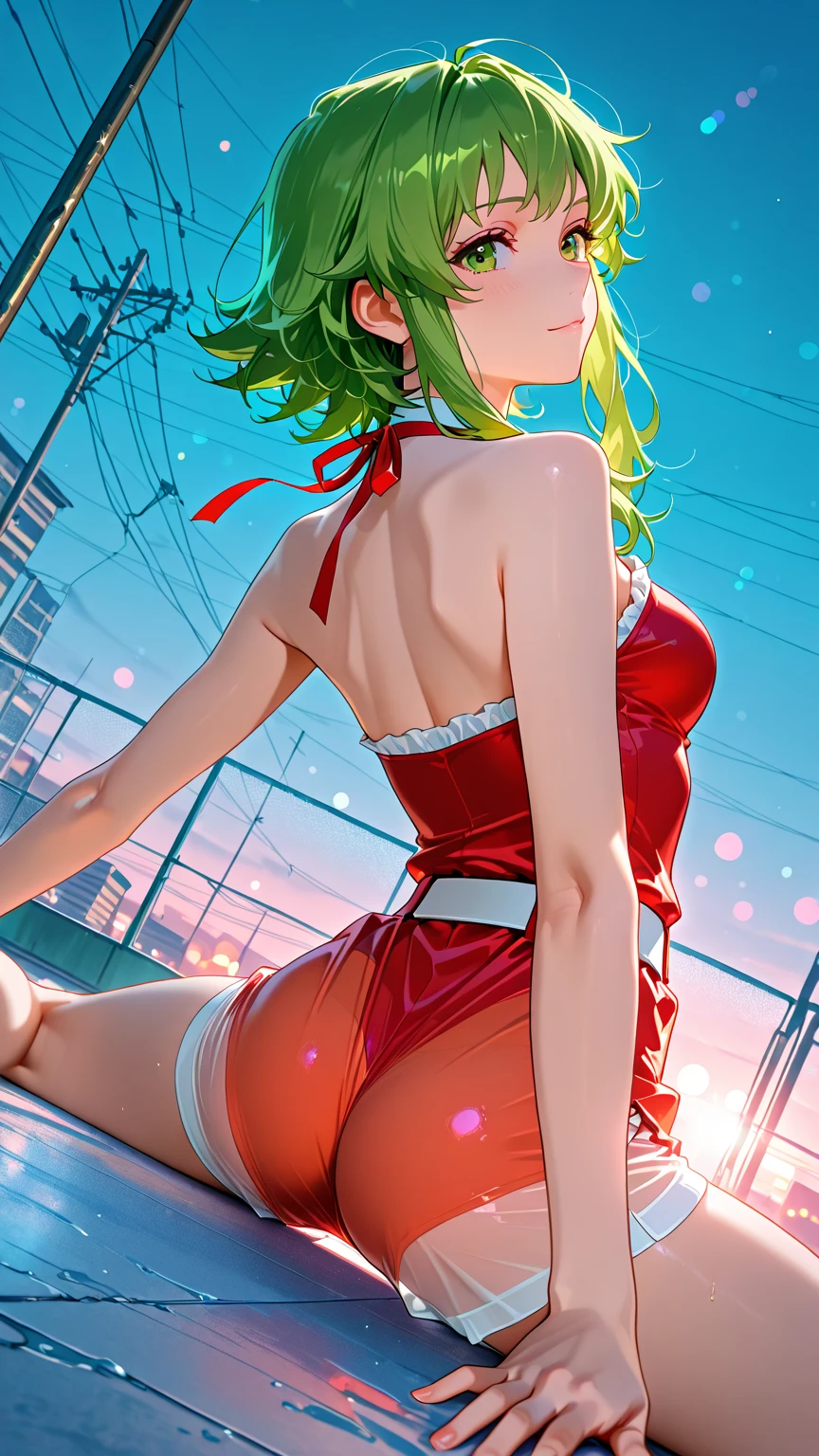 (((close up panties))), (I look up at the girls from the ground.)、(The girls who surrounded me and hugged me)、((A seductive wicked smile)), (Magic Warrior)、(FINAL FANTASY 6_Tina)、low length、(thin)、((5 years old girl))、(Transparent fair skin), (((child girl)))、Wavy、(Green Hair)、ponytail、(Forehead)、Big eyes、Grey Eyes、purple shoulder protector, (Red leotard)、(covered nipples), ((Angle from below1.5)), light pink tights、Covered navel、(Thighs), crotch、Red Armor Boots、(Angle from the bottom of the girl), ((Girl squeezes me with her crotch)), (at a research facility)、((Pale-white lightning floats around))、((Casting magic))